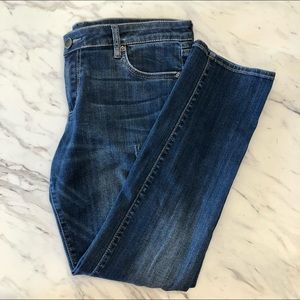 Kut From the Kloth Dark Denim Distressed Straight Leg Jeans 10P Petite